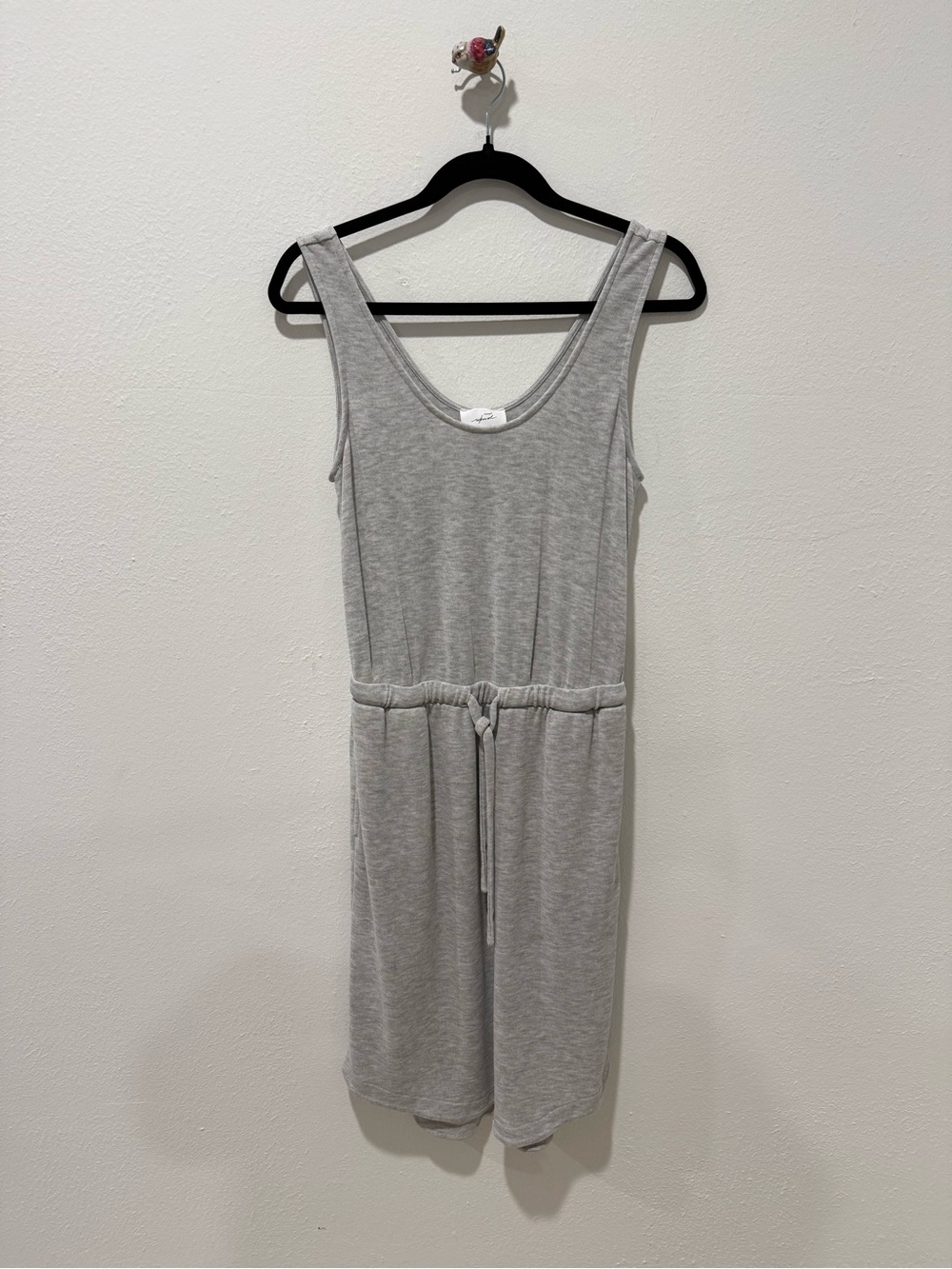 Soma Light Gray Sleeveless Knit Drawstring Mini Dress